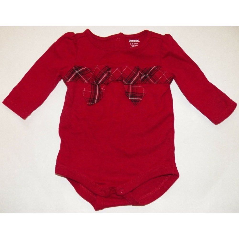 Gymboree Bodysuit Red & Black Bow Size 3-6 Months Baby Infant Shirt Top Holiday